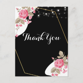 Moderne elegantie Roze bloemenslinger Licht Bedank Briefkaart