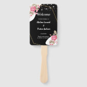 Moderne Elegantie Roze Bloemenslinger Trouwprogram Handwaaier (Voorkant)