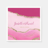 Moderne Elegantie Roze & Gouden Agaat Stone Bruilo Servet (Voorkant)