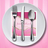Moderne Elegantie Roze & Gouden Agaat Stone Bruilo Servet