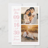 Moderne Elegantie Roze Trouwfoto Save The Date (Voorkant)
