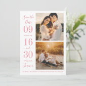 Moderne Elegantie Roze Trouwfoto Save The Date (Staand voorkant)