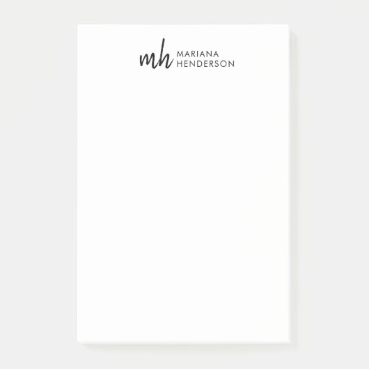 Moderne Elegantie & Script Initiaal Monogram Post-it® Notes (Voorkant)