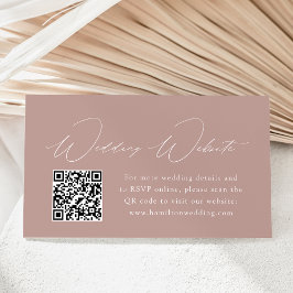 Moderne Elegantie Stof Roze Trouwwebsite QR Code Informatiekaartje