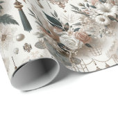 Moderne Elegantie Trouw Parel en Kant Cadeaupapier (Rol Hoek)