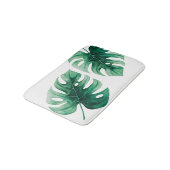 Moderne Elegantie Waterverf Groene Monstera Blader Badmat (Gekanteld)