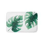 Moderne Elegantie Waterverf Groene Monstera Blader Badmat (Voorkant)