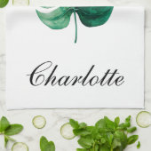 Moderne Elegantie Waterverf Monstera Groen Blad Theedoek (Gevouwen)