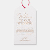 Moderne Elegantie Welkomstbruiloft Cadeaulabel (Voorkant)