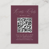 Moderne Elegantie Wijn QR Code RSVP Informatiekaartje (Voorkant)