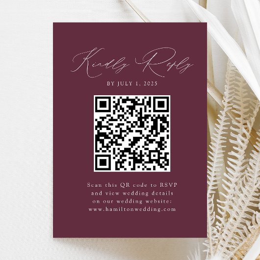 Moderne Elegantie Wijn QR Code RSVP Informatiekaartje