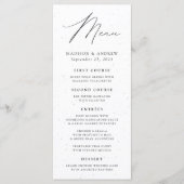 Moderne elegantie: witte en zwarte bruiloft menu (Voorkant)