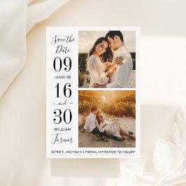 Moderne Elegantie Zwarte Trouwfoto Save The Date