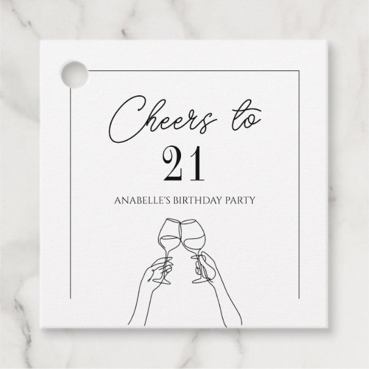 Moderne elegcheers tot 21 jaar bedankjes labels (Voorkant)