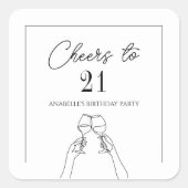 Moderne elegcheers tot 21 jaar vierkante sticker (Voorkant)