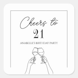 Moderne elegcheers tot 21 jaar vierkante sticker