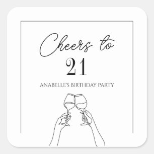 Moderne elegcheers tot 21 jaar vierkante sticker