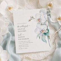 Moderne Elegeante Witte Orchidee Huwelijksuitnodig