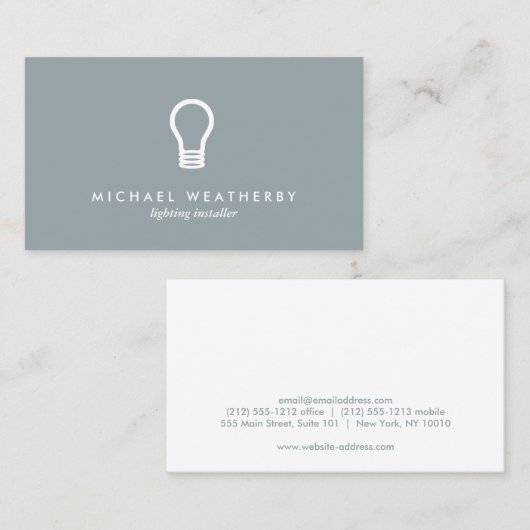 MODERNE ELEKTRICIEN LOGO GLOEILAMP op SLATE GREY Visitekaartje (Voorkant / Achterkant)
