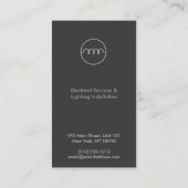 MODERNE ELEKTRICIEN LOGO ON GREY VISITEKAARTJE (Achterkant)