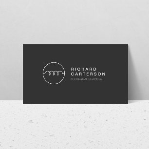 MODERNE ELEKTRICIEN LOGO OP DK GREY II VISITEKAARTJE