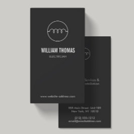 MODERNE ELEKTRICIEN LOGO OP DK GREY VISITEKAARTJE