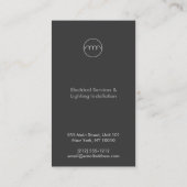 MODERNE ELEKTRICIEN LOGO OP DK GREY VISITEKAARTJE (Achterkant)