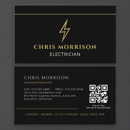 Moderne elektricien QR-code Visitekaartje