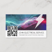 Moderne elektricien QR – professionele bliksem Visitekaartje (Voorkant)