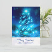 Moderne Elektrisch Blauwe Kerstboom Feestdagenkaart (Staand voorkant)