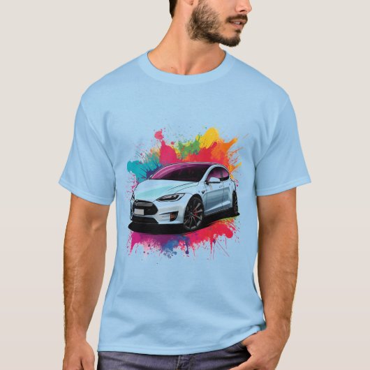 Moderne elektrische auto t-shirt (Voorkant)