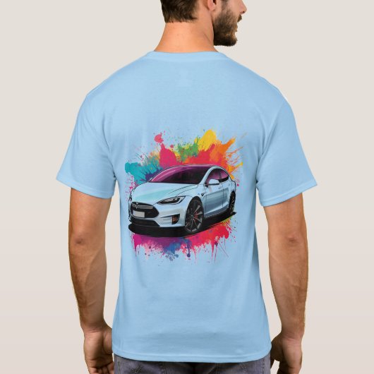 Moderne elektrische auto t-shirt (Achterkant)