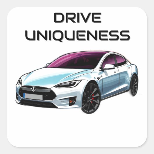 Moderne elektrische auto vierkante sticker (Voorkant)