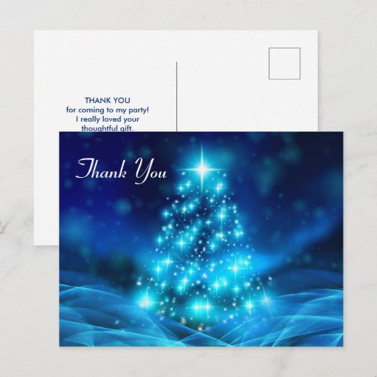 Moderne Elektrische Blauwe Kerstboom Dank u Briefkaart (Voorkant / Achterkant)