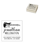 Moderne elektrische gitaar naam script retouradres rubberstempel (Gestempeld)