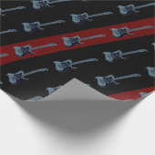 Moderne elektrische gitaar zwart donkerrood blauw cadeaupapier (Hoek)