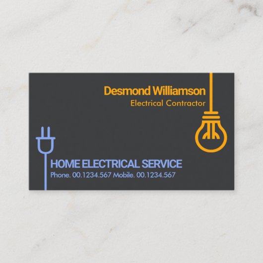 Moderne elektrische stekker visitekaartje (Voorkant)