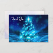 Moderne elektronische blauw kerstboom bedankkaart (Voorkant / Achterkant)