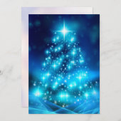 Moderne elektronische blauw kerstboom feestdagenkaart (Voorkant / Achterkant)
