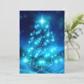 Moderne elektronische blauw kerstboom feestdagenkaart (Staand voorkant)