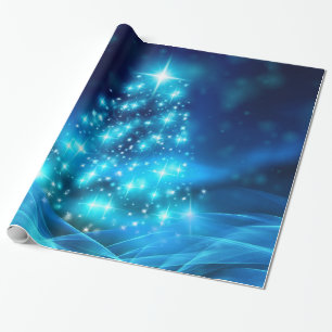 Moderne elektronische blauw kerstboom met licht cadeaupapier