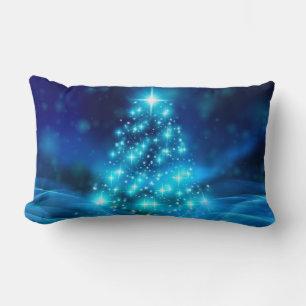 Moderne elektronische blauw kerstboom met licht kussen