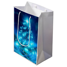Moderne elektronische blauw kerstboom met licht medium cadeauzakje