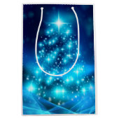 Moderne elektronische blauw kerstboom met licht medium cadeauzakje (Voorkant)