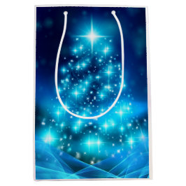 Moderne elektronische blauw kerstboom met licht medium cadeauzakje