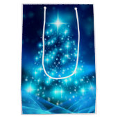 Moderne elektronische blauw kerstboom met licht medium cadeauzakje (Achterkant)