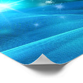 Moderne elektronische blauw kerstboom met licht poster (Hoek)