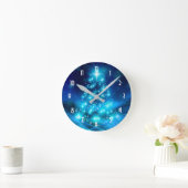 Moderne elektronische blauw kerstboom met licht ronde klok (Huis)