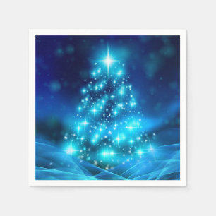 Moderne elektronische blauw kerstboom met licht servet