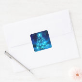 Moderne elektronische blauw kerstboom met licht vierkante sticker (Envelop)